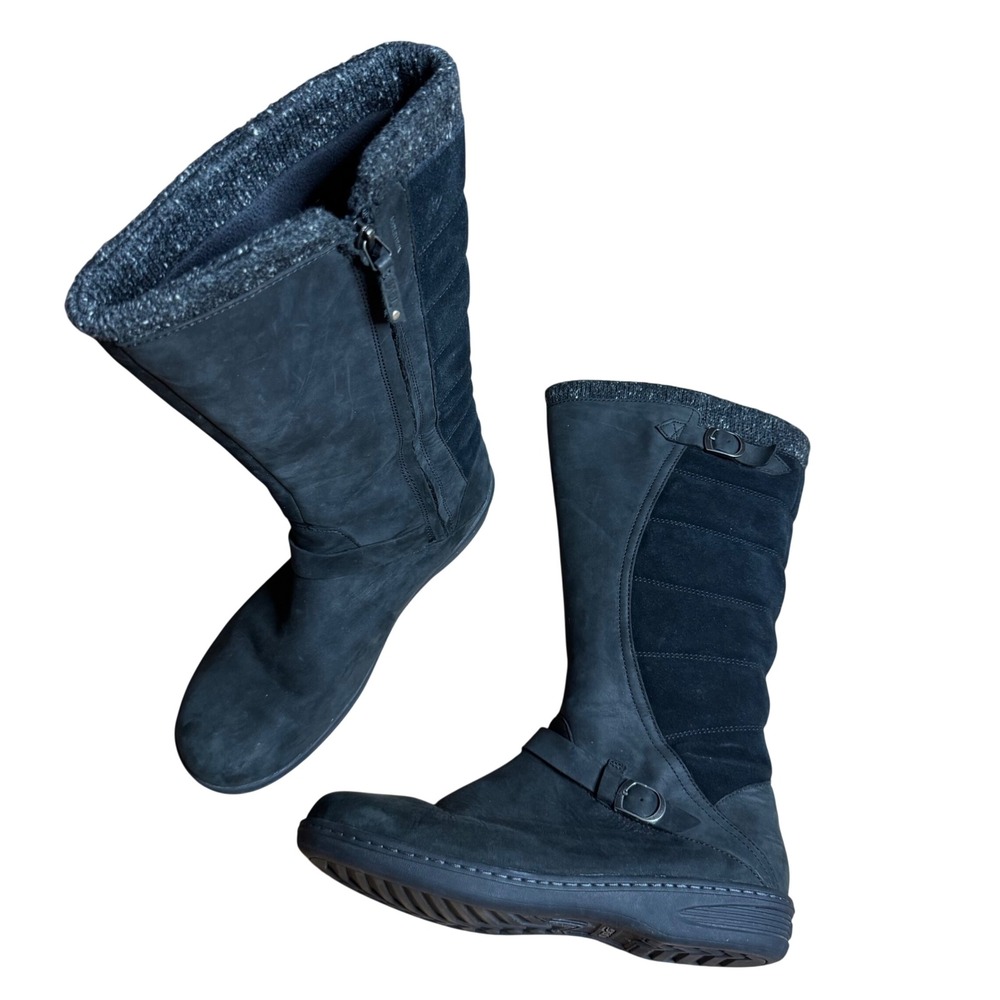 Teva Womens De La Vina Quilted Tall Waterproof Leather Boots Black Size 11